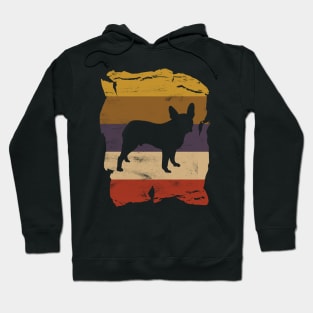 Boston Terrier Distressed Vintage Retro Silhouette Hoodie